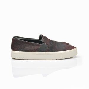 VINCE Burgundy Pony-Hair Slip-On Sneakers